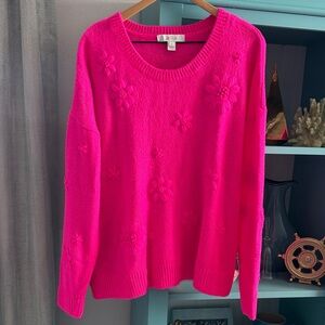 Lilly Pulitzer Elizabelle Fruit Pink Coastal Floral Sweater XL NWOT